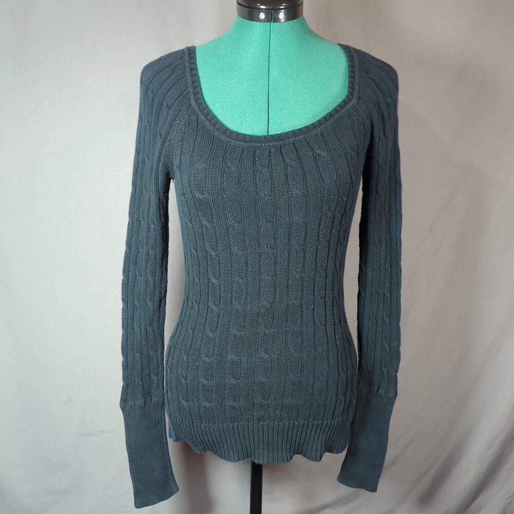 American Eagle 100% Cotton Fitted Cable Knit Sweater
